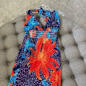 Halter maxi dress.  Vibrant color and halter top.